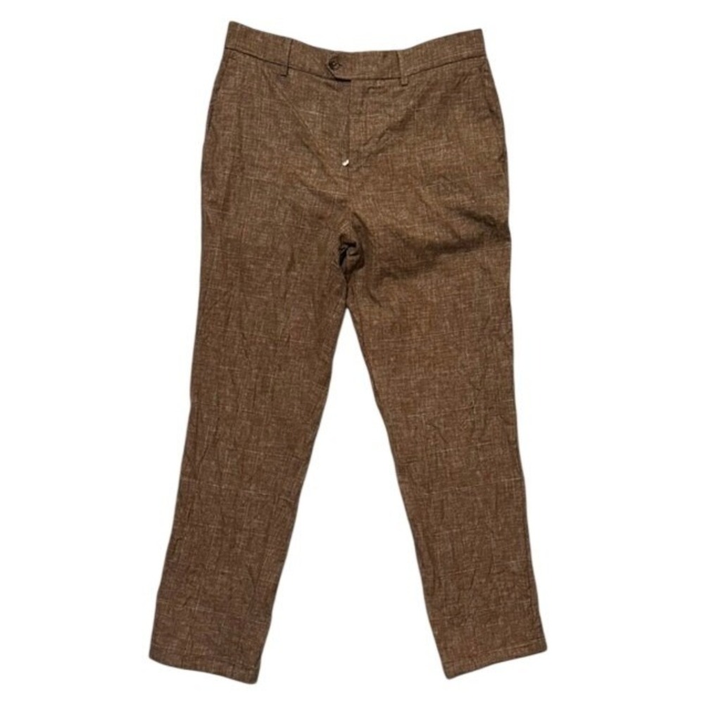 Marco Pescarolo Brown Plaid Trousers Stretch Wool Evo Dress Pant Sz 50 IT 32 US
